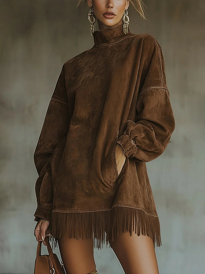 ingrid | Sukienka Suede Frędzle