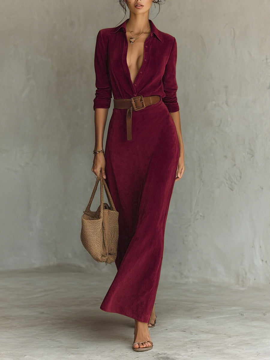 Célianne | Sukienka Maxi Zamsz