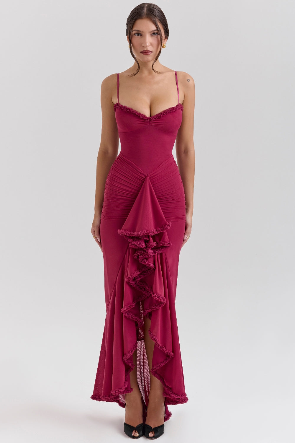 Marisse – Ruffled Mesh Maxi Dress